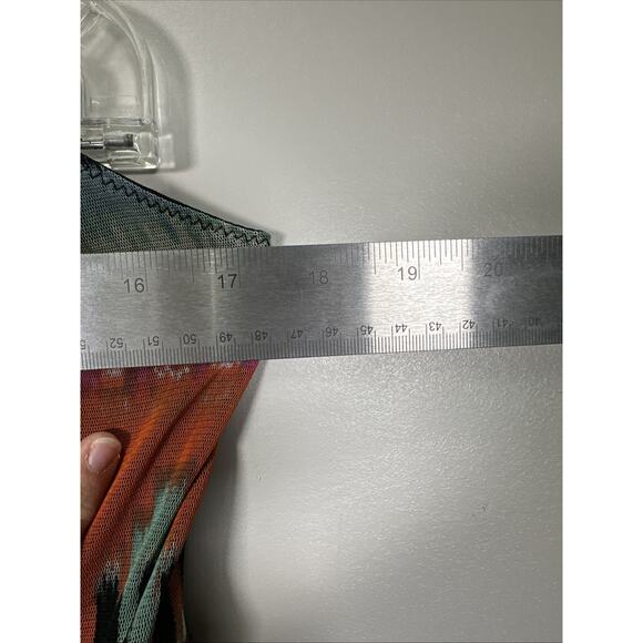 Calvin Klein‎ Midi Dress L Halter Vibrant Tye Dye Festival Chiffon Tiered Y2K - Picture 8 of 10